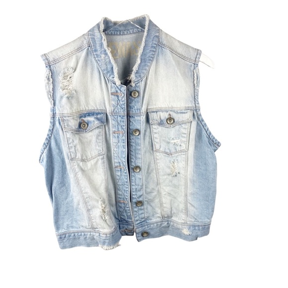 Rewash Jackets & Blazers - Rewash Vintage Distressed Destroyed Denim Jacket Vest Size Large